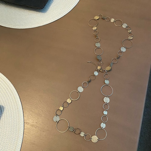 Elegant Gold and Silver Circle Necklace - Picture 2 of 6